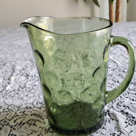 Green Glass Pitcher. - Picture 1 of 7